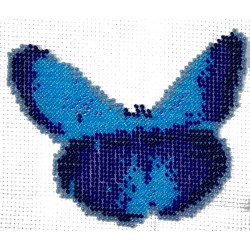 Borduurpakket vlinder blauw 11x14cm.