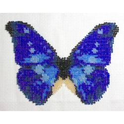 Borduurpakket vlinder blauw/bruin 11x16cm.