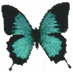 Borduurpakket vlinder aqua 15x15cm
