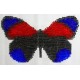 Borduurpakket vlinder zwart/blauw/rood 10x16cm.