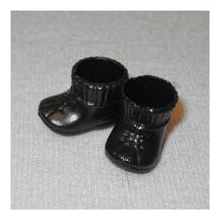 Paar zwarte laarsjes voor babypop 8 cm.
