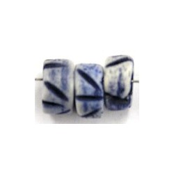 Benen kraal 5x10mm blauw/wit 10stuks