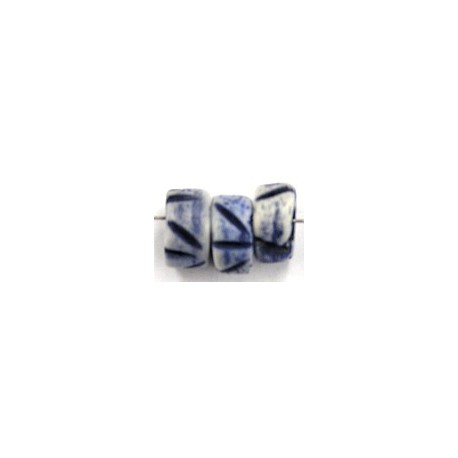 Benen kraal 5x10mm blauw/wit 10stuks