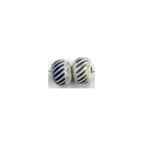 Benen kraal 8x11mm blauw/wit 5stuks