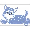 Borduurpakket Hondje 4 blauw 11x15cm.