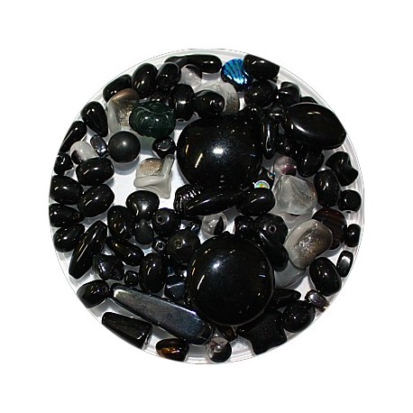 Tsjechische glasmix zwart/grijs 50 gram