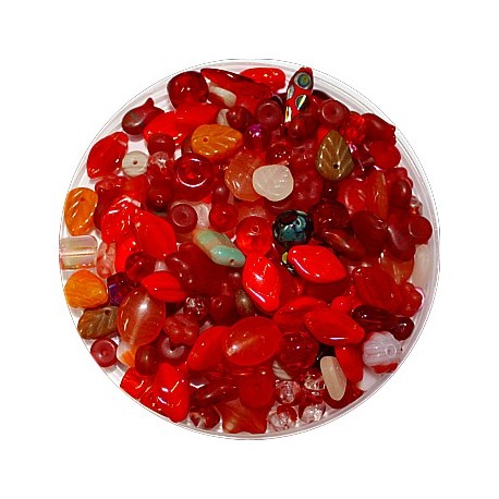 Tsjechische glasmix rood middel 50 gram
