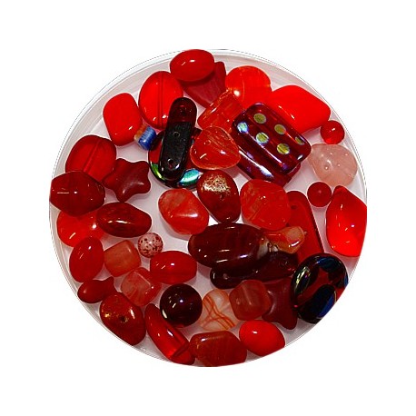 Tsjechische glasmix rood 50 gram