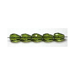 Facetkraal druppel 10x7mm olivine groen15st