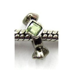 Pandorastyle kr.gerhodineerd tri-bead groene stras