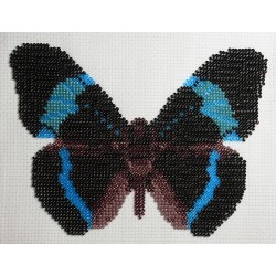 Borduurpakket vlinder paars/zwart/blauw 12x18cm