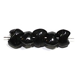 Vintage diabolo glaskraal 4x8mm zwart 25st.