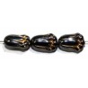Vintage tulpkraal 12x8mm antraciet/goud 10st.