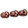 Vintage tulpkraal 12x8mm donkerrood/goud 10st.