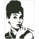 Borduurpakket silhouet Audrey Hepburn 17x22cm.
