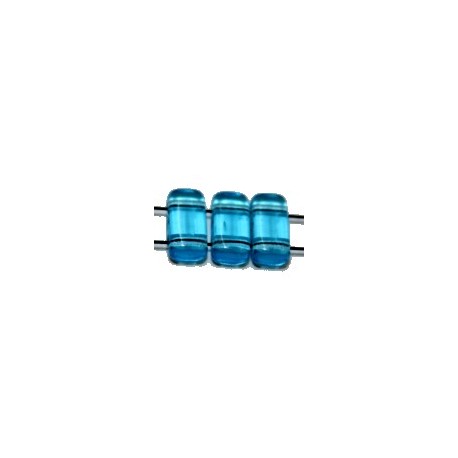 Two hole glaskraal 4x8mm aquamarine 25st.