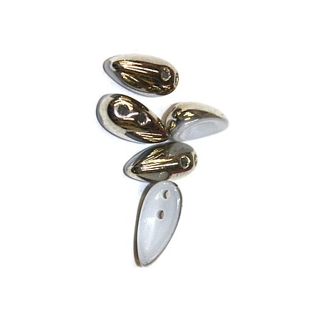 2-gat druppel 4x11mm albast silver 25st.