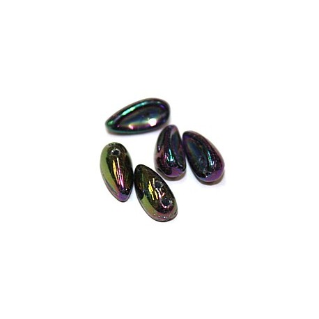 2-gat druppel 4x11mm black purple AB 25st.