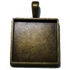 Kastje voor 25mm vierkante cabochon oudgoudkl.