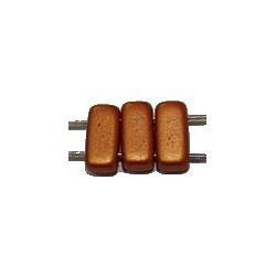Two hole glaskraal 4x8mm oranje/goldshine 25st.