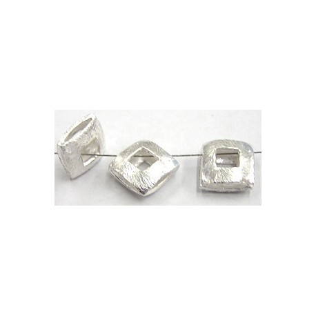 Bali zilver opengew. vierkante kr 12mm diamond p. 3st