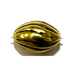 Metallookkr.22mm ovaal geribbeld goud 2st