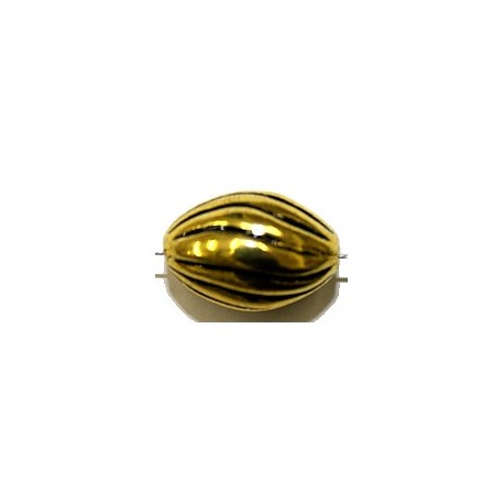 Metallookkr.22mm ovaal geribbeld goud 2st