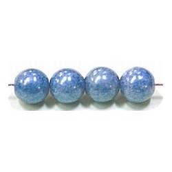 Glaskralen 6mm blauw parelmoer ca.38 stuks