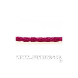 PU leerveter 3mm rond fuchsiarose 50cm