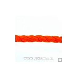 PU leerveter 3mm rond neon oranje 50cm