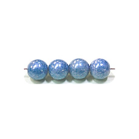 Glaskralen 10mm blauw parelmoer 6 stuks