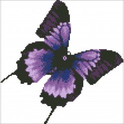 Borduurpakket vlinder zwart/paars/lila 25x25cm