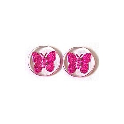 transparant 20mm vlinder fuchsia per stuk