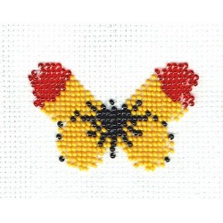 Borduurpakket geel/zwart/rood vlinder 5x8cm