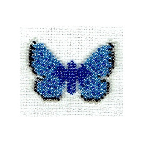 Borduurpakket vlinder Icarusblauwtje 6x8cm