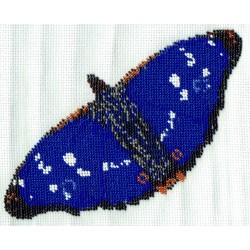 Borduurpakket vlinder 16x21cm blauw/zwart/grijs