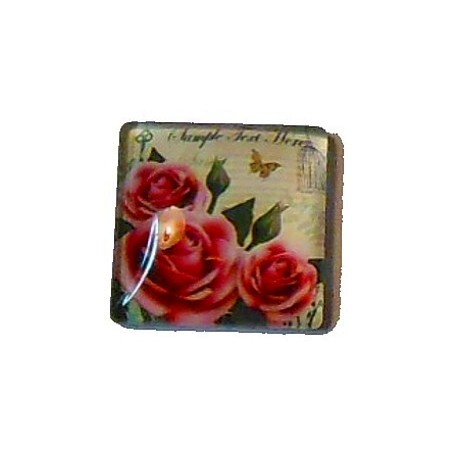 Camee 20mm vierkant bloemmotief
