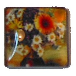 Camee 20mm vierkant bloemmotief