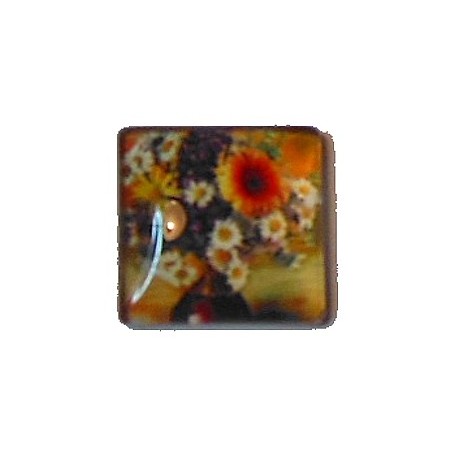 Camee 20mm vierkant bloemmotief