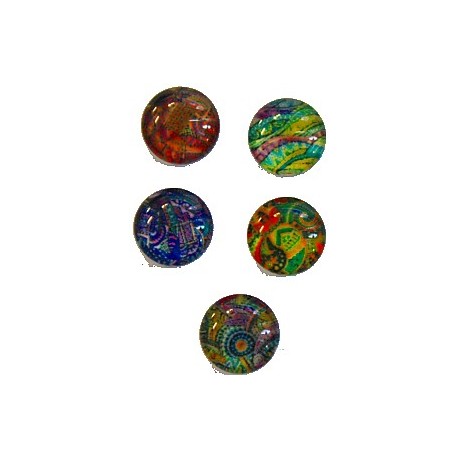 Camee 10mm rond kunst mix 5st.