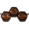 2-gat 6,5mm zeskant goudbruin gemelleerd 15st.