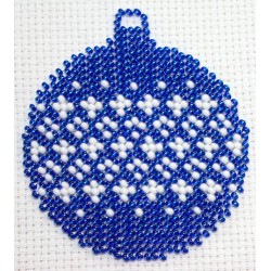 Borduurpakket kerstbal 7x8cm blauw/wit