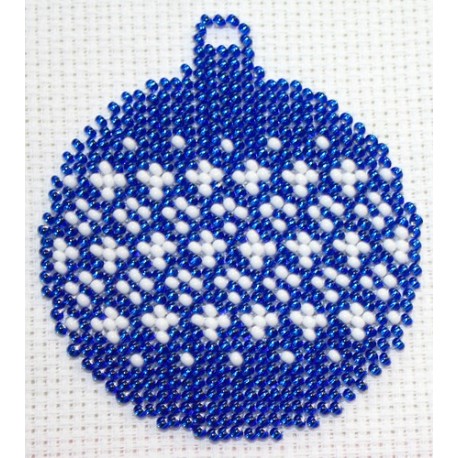 Borduurpakket kerstbal 7x8cm blauw/wit