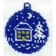 Borduurpakket kerstbal 7x8cm blauw/wit