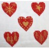 Borduurpakket 5 kerstharten 22x22cm rood/goud