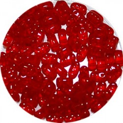 Brick bead 3x6mm transp. rood 100st.