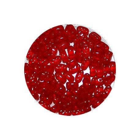 Brick bead 3x6mm transp. rood 100st.