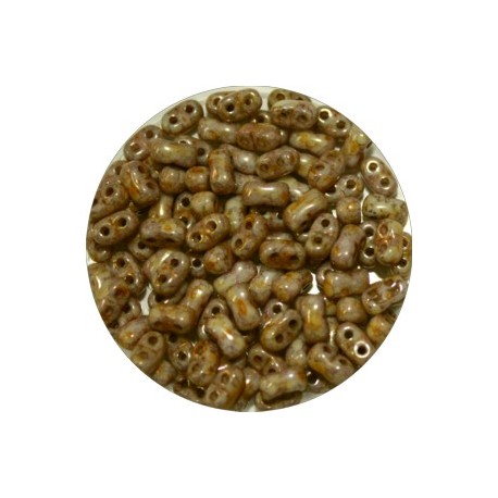 Brick bead 3x6mm opaque beige gemel. 100st.