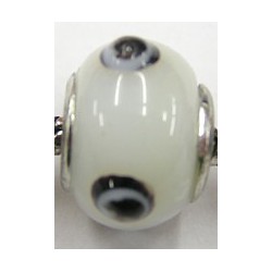 Pandostyle kraal 14mm wit/zwart-witte ogen