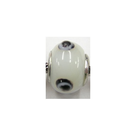 Pandostyle kraal 14mm wit/zwart-witte ogen